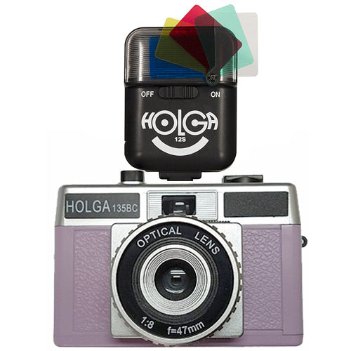Holga 135BC 35mm Plastic Retro Film Camera 135 BC (Purple) with Flash