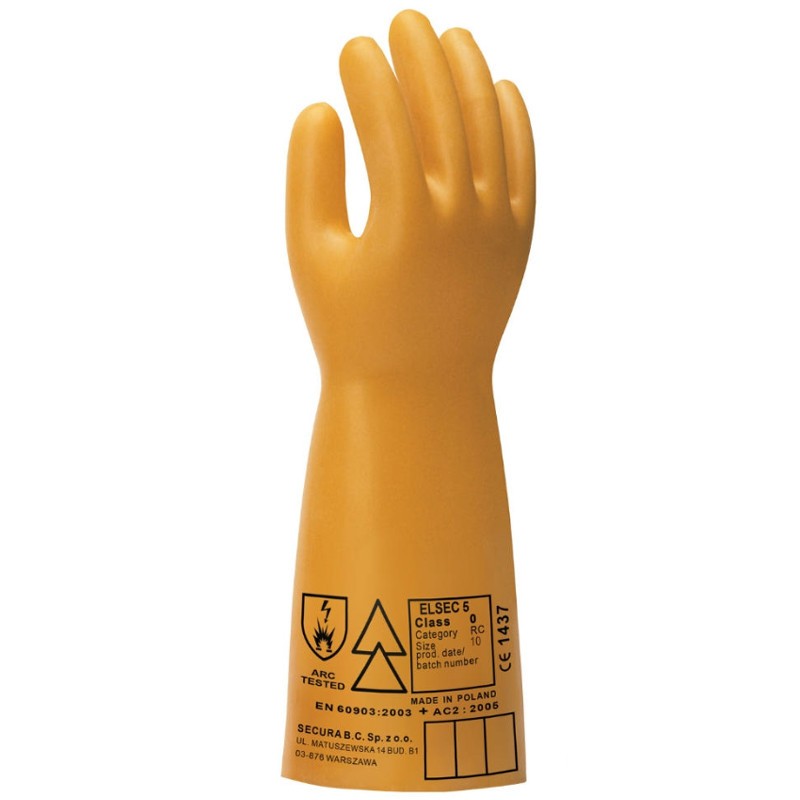 ELSEC Electrical Insulating Safety Rubber Gloves 500V Class 00 (36 cm/14 Inch)