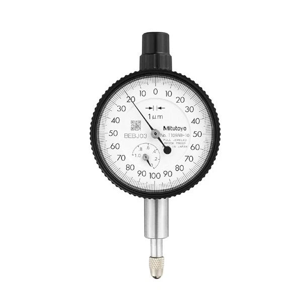 Mitutoyo 1109AB-10 Flat Back Dial Indicator Jeweled Bearing 0-1mm