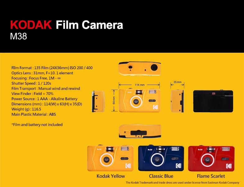 Kodak M38 Vintage 35mm Roll Film Toy Camera Flash Vintage Retro Modern Reusable