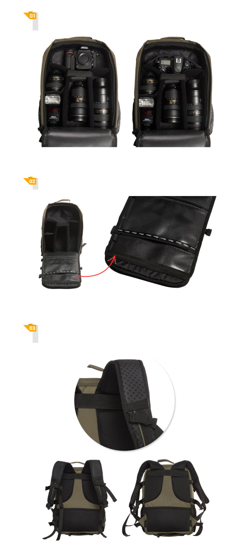 Nikon Standard Backpack Original Camera Accessories Bag (Khaki) - Korade.com