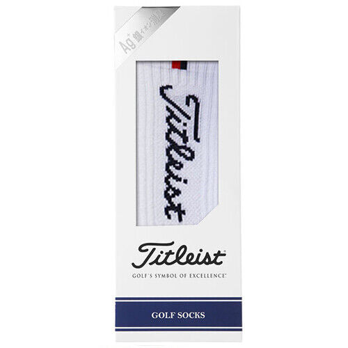 2 x Pairs Titleist Golf Round Regular Socks Standard Size (White)