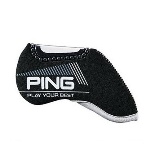 PING 9 Pcs Neoprene Clear Window Iron Head Cover Set Golf Headcover (Black)