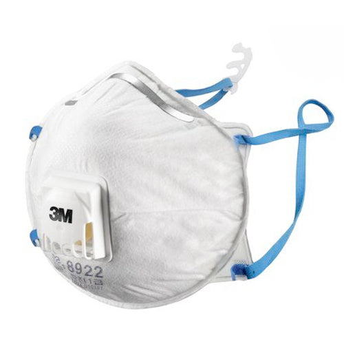 (10 ea) 3M Cupped Particulate Respirator 8922 Valved N95 Mask