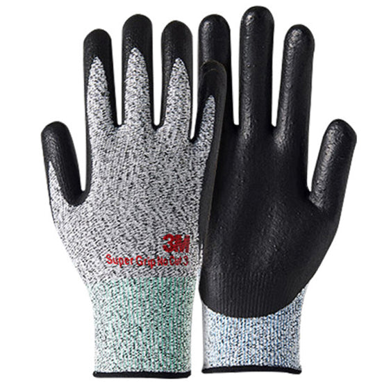 (2 Pair) 3M Super Grip NO CUT-3 Safety Gloves Protection NBR Foam Gloves