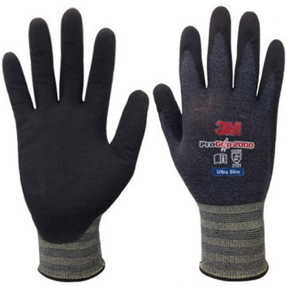 (10 Pair) 3M Pro Grip 2000 Ultra Slim Gloves Construction Builders Mechanic
