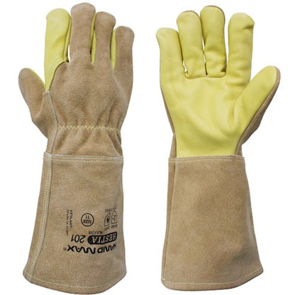 Hestia Hand-Max Gloves Leather Made with Kevlar Heat Resistant Grain Camping