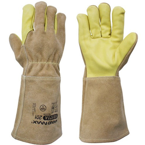 Hestia Hand-Max Gloves Leather Made with Kevlar Heat Resistant Furnace Camping