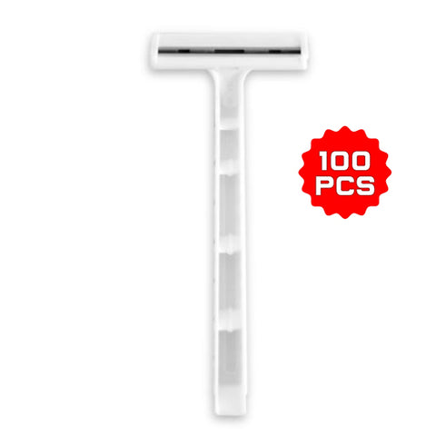 100 Pcs Dorco Fresh Disposable Stainless Steel Twin Blade Razors (White)