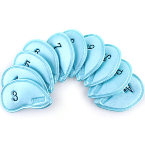 Kaxiya Progress 10 Pcs Iron Head Cover Golf Clubs Headcover 3-9/Sw/Aw/Pw (Pearl Blue)