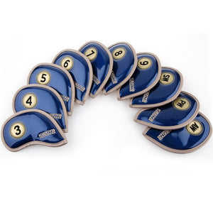 Kaxiya Progress 10 Pcs Iron Head Cover Golf Clubs Headcover 3-9/Sw/Aw/Pw (Blue)