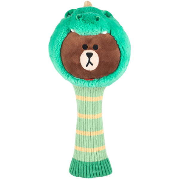 Line Friends Dino Brown Wood/Utility/Hybrid Head Cover Golf Cute Headcover V2