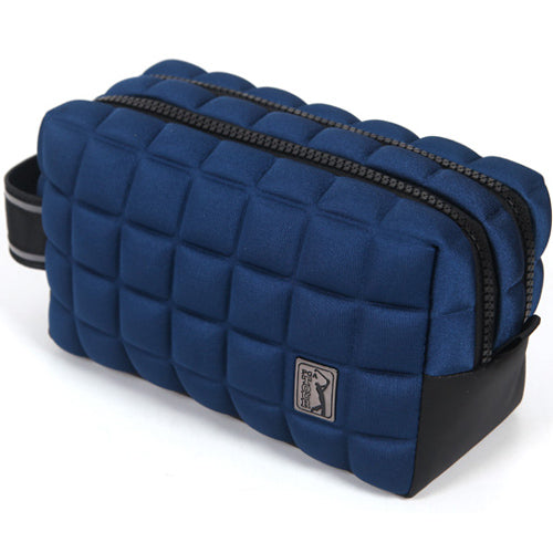 PGA TOUR Neoprene Embo Golf Pouch Men's Sports Two-Way Accessory Bag (Navy)