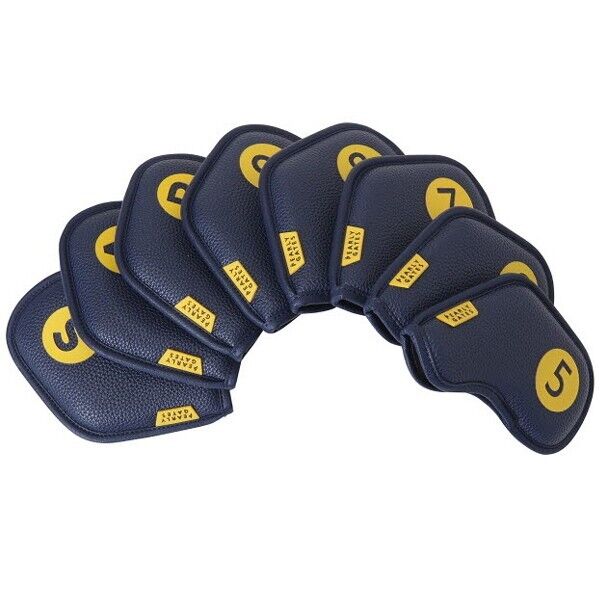 Pearly Gates PG 8 Pcs Smile Symbol Iron Head Cover Golf Club Headcover (Navy)