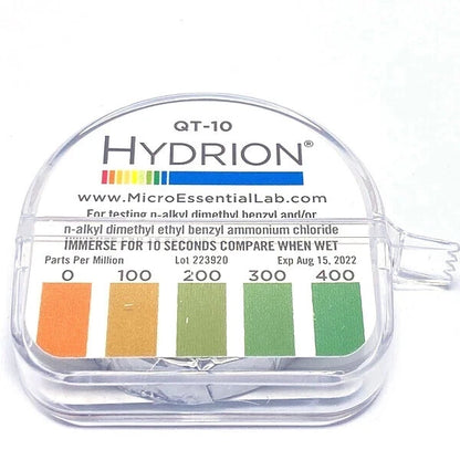 Micro Essential QT-10 Plastic Hydrion Low Range Quat Check Test Paper 0 - 400ppm
