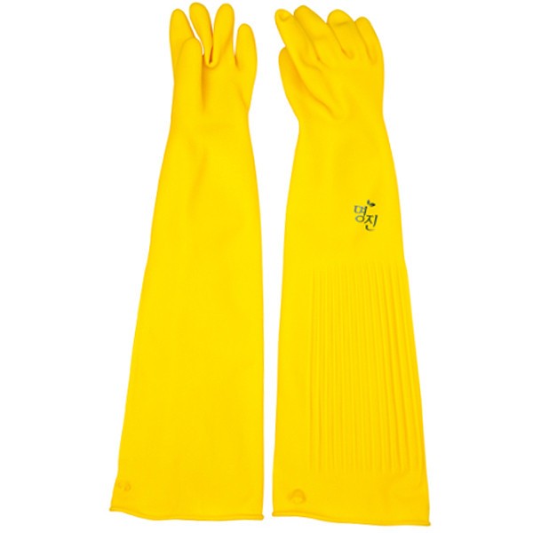 (5 Pairs) Myungjin Natural Latex Industrial Use Gloves Long Yellow - Size 12