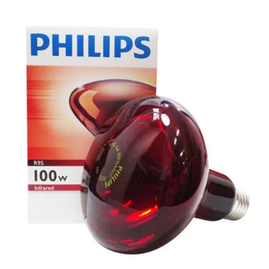 Philips R95 IR RED Infrared Heat Light Lamp E27 Bulb 100W (230V) Physiotherapy