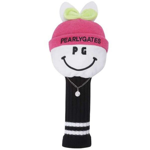 Pearly Gates PG Smile Symbol Wood Head Cover Soft Golf Club Headcover (Pink Cap)