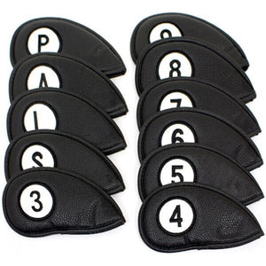 Mont Noble 11 Pcs PU Iron Head Cover Golf Club #3-9/P/A/S/L (Black) Magnetic