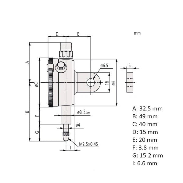 Mitutoyo 1013A-10 Lug Back Dial Indicator Jeweled Bearing 0-1mm