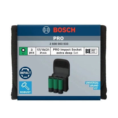 Bosch 2608003033 PRO IMPACT Socket Set 3-Piece Set, Universal Brand Fit