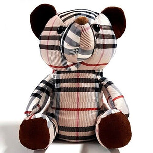 Handmade Checked Bear PU Golf Driver Head Cover Cute Doll Headcover