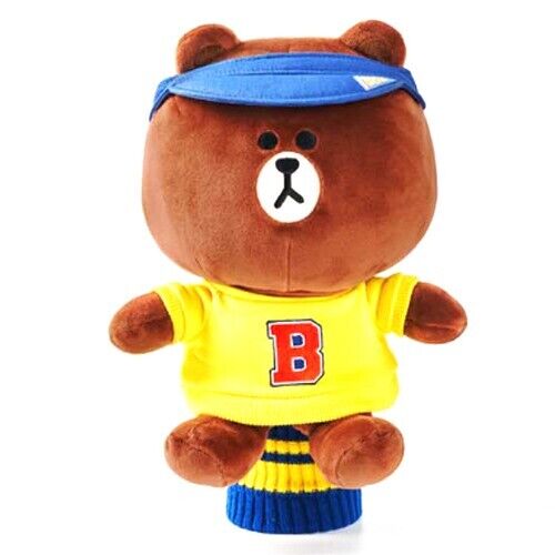 Line Friends Golf Driver Head Cover Cute Doll Varsity Headcover (Brown Bear)