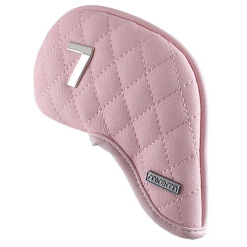 Venus 9 Pcs Iron Head Cover 4-9/S/A/P Quilting Golf Magnetic Headcover (Pink)