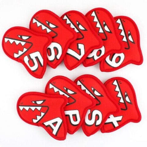 Aimshark Palette 9 Pcs Iron Head Cover 5-9/S/A/P/X Golf Club Headcover (Red)