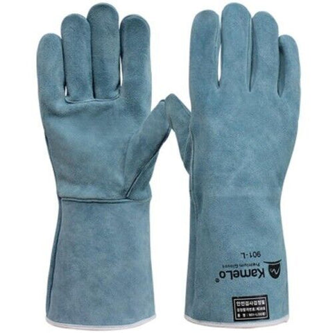 Kamelo 901-L Leather Welding Camping Gloves Heat Resistant TIG Arc Furnace (Blue)