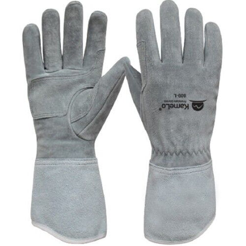 Kamelo 809-L Leather Welding Camping Gloves Heat Resistant TIG Arc Furnace (Gray)