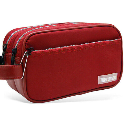 Maruman Premium 2-Zippered Pouch Case Golf Tour Travel Accessory Bag (Red)