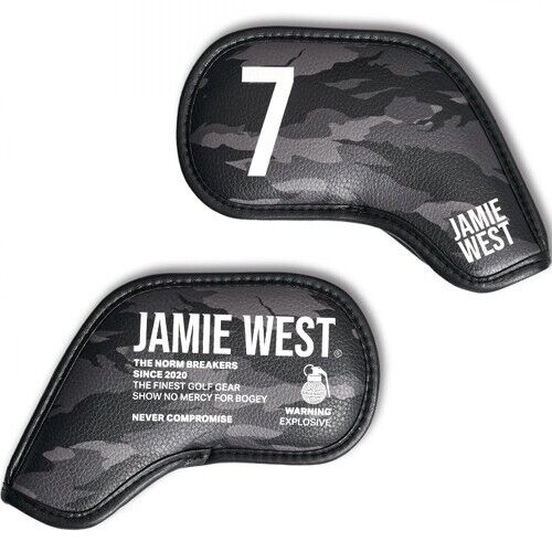 Jamie West 10 Pcs Camouflage Iron Head Cover Golf Club Headcover #4-9/S/A/P/X Black