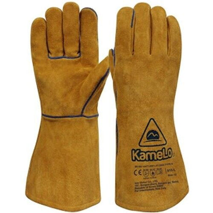 KameLo 915-L Leather Welding Camping Gloves Heat Resistant CO2 TIG Arc Grain