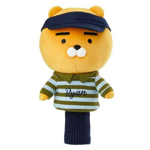 Kakao Friends Ryan Costume Black Cap Golf Driver Head Cover Cute Doll Headcover