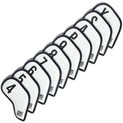 Jamie West 10 Pcs Henry Iron Head Cover Golf Club Headcover #4-9/S/A/P/X White