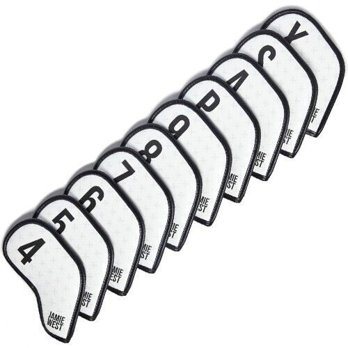 Jamie West 10 Pcs Henry Iron Head Cover Golf Club Headcover #4-9/S/A/P/X White