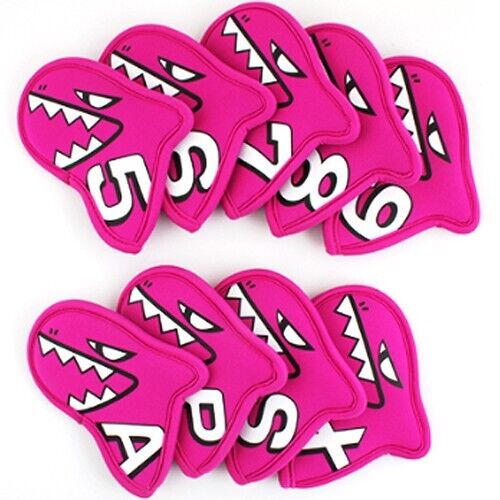 Aimshark Palette 9 Pcs Iron Head Cover 5-9/S/A/P/X Golf Club Headcover (Hot Pink)