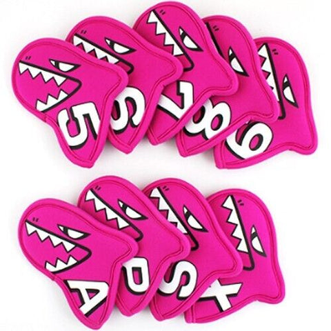 Aimshark Palette 9 Pcs Iron Head Cover 5-9/S/A/P/X Golf Club Headcover (Hot Pink)