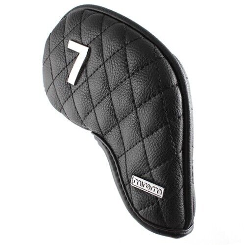 Venus 9 Pcs Iron Head Cover 4-9/S/A/P Quilting Golf Magnetic Headcover (Black)