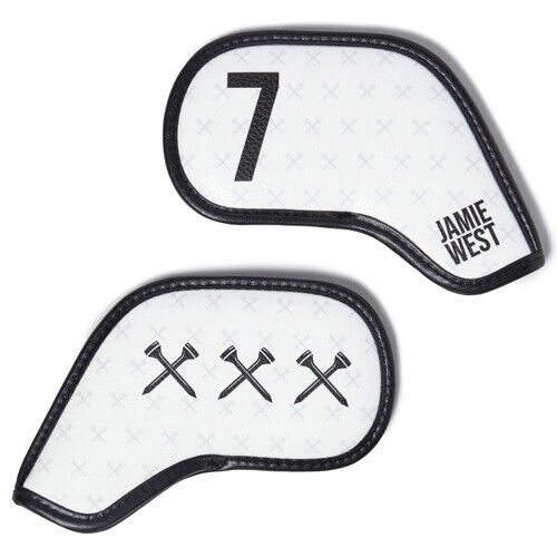 Jamie West 10 Pcs Henry Iron Head Cover Golf Club Headcover #4-9/S/A/P/X White