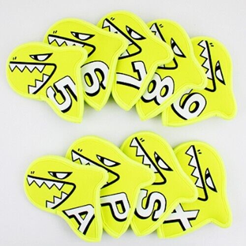 Aimshark Palette 9 Pcs Iron Head Cover 5-9/S/A/P/X Golf Club Headcover (Yellow)