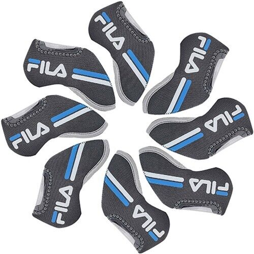 FILA 8 Pcs Neoprene Iron Head Cover Golf Club Headcover Set (Gray)