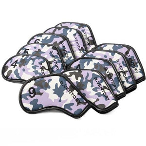 G.VENTORY 10P Camo Golf Iron Head Cover 4-9/P/A/S/* Magnetic Closure (Violet)