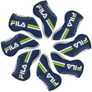 FILA 8 Pcs Neoprene Iron Head Cover Golf Club Headcover Set (Navy Blue)