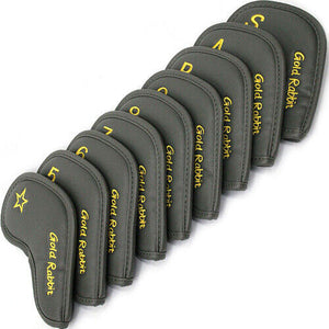 Gold Rabbit (9P) PU Iron Golf Club Head Cover Set 5/6/7/8/9/P/S/A/*(Gray)