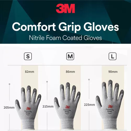 (10 Pairs) 3M Comfort Grip AIR Nitrile Foam NBR Coated Spring Summer Work Gloves