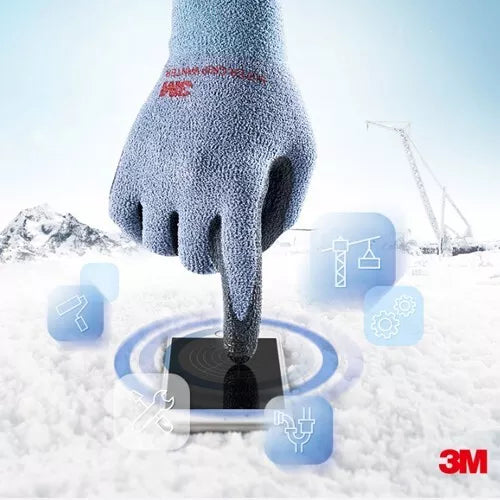 (4 Pair) 3M Super Grip Winter Safety Gloves Nitrile Foam Coated (Gray)