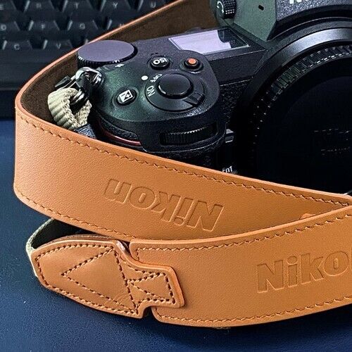 Nikon Clear Leather Strap DSLR SLR Camera Neck & Shoulder Strap (Camel Brown)