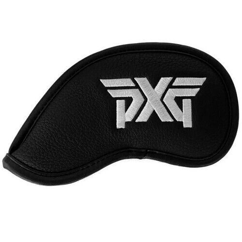 PXG 10 Pcs Premium PU Iron Head Cover Set Golf Club Headcover Black #4-9/W/G/S/L